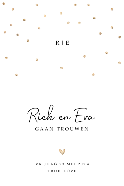 Typografische trouwkaart met handlettering en confetti