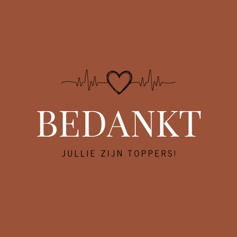 Zakelijke bedankkaart met hart en hartslag