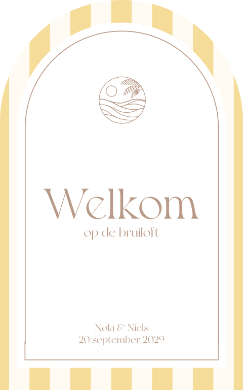welkomstbord bruiloft strepen zomer strand icoon 