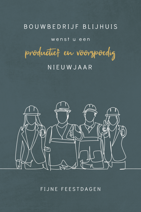 Zakelijke kerstkaart met one line tekening voor de bouw