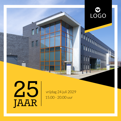 Strakke zakelijke uitnodiging 25 jaar jubileum met eigen foto en logo