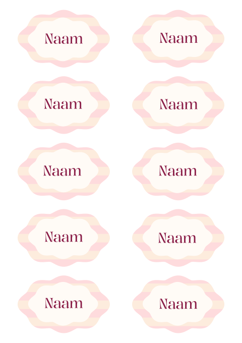 Naamkaartjes 21 diner ovaal golvend