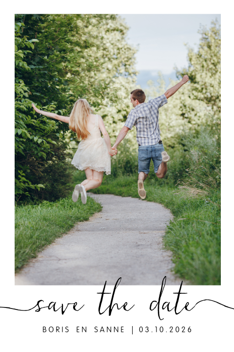 Hippe Save the Date kaart met ruimte voor een foto