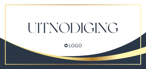 Zakelijke uitnodiging met gouden kader en logo