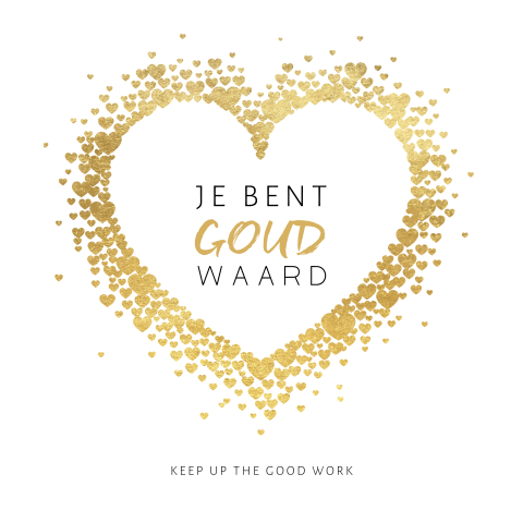 Zakelijke bedankkaart met gouden hart " Je bent goud waard"
