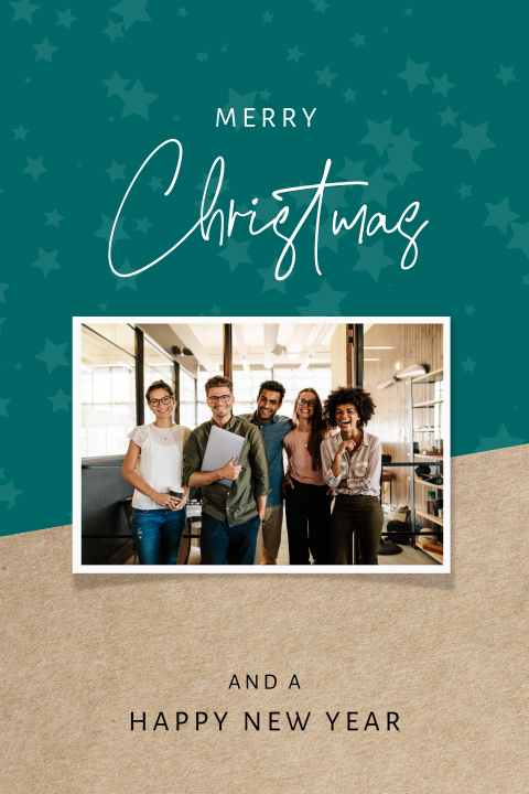 Zakelijke kerstkaart met personeelsfoto