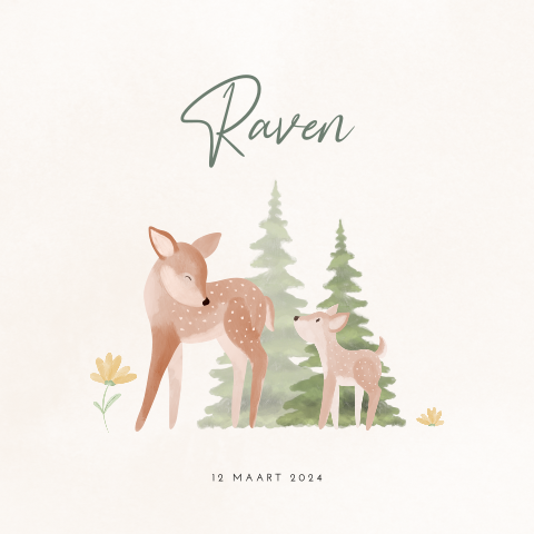 Unisex babykaartje met lieve hertjes