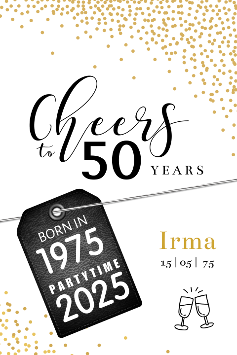 Uitnodiging 50 jaar verjaardag met leren label