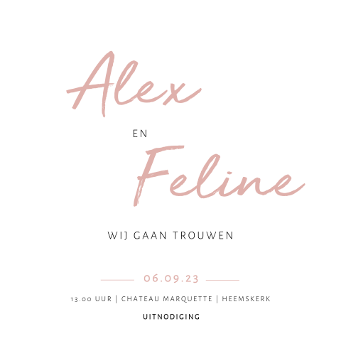 Cleane trouwkaart Rustiek Roze
