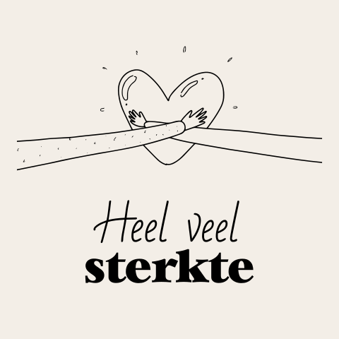Sterkte zakelijke wenskaart met handen en hart
