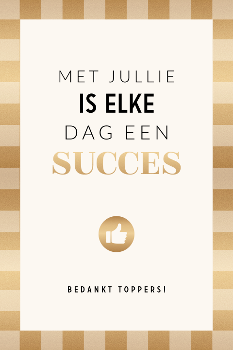 Zakelijke bedankkaart met duim en goudlook kader