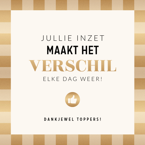 Zakelijke bedankkaart met goudlook en duim