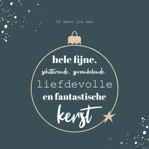 Zakelijke kerstkaart met goudkleurige kerstbal en tekst