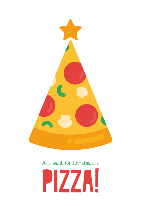 Horeca kerstkaart zakelijk met pizza kerstboom