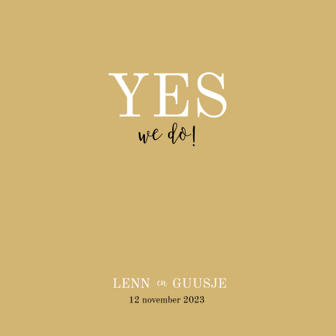 Basic trouwkaart met Yes we do!
