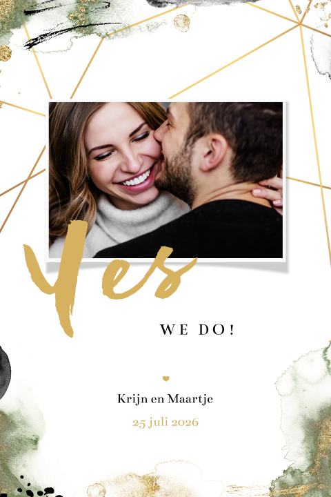 Hippe trouwkaart met foto en Yes we do