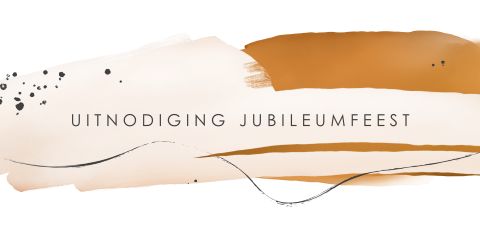 Abstracte uitnodiging zakelijk jubileum met aquarel vegen en logo