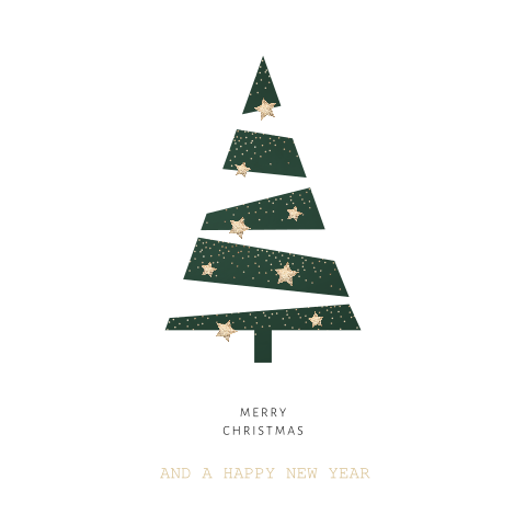 Zakelijke kerstkaart met kerstboom en sterretjes