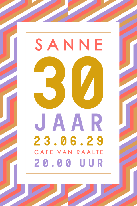 Kleurrijke verjaardagsuitnodiging 30 jaar met geometrisch patroon