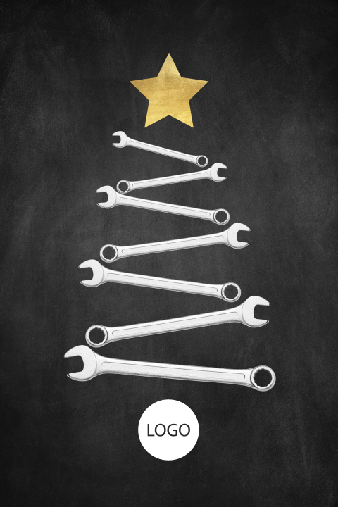 Zakelijke kerstkaart met steeksleutels en logo