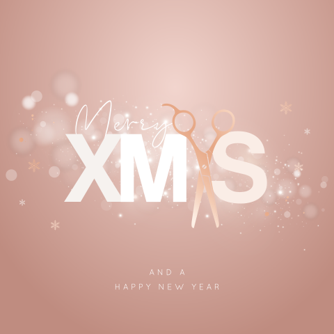 Kapper Merry Xmas kerstkaart met schaar en folie