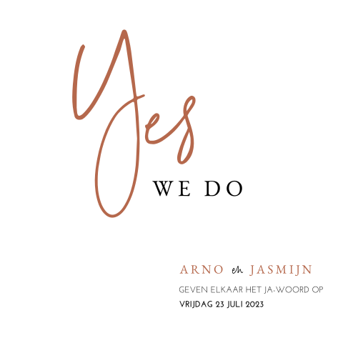 Trouwkaart basic en clean met Yes we do