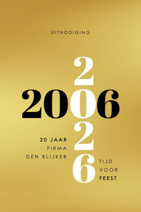 Zakelijke uitnodiging jubileum goud met jaartallen