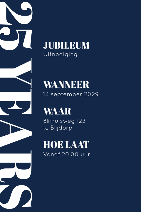 Typografische zakelijke uitnodiging 25 jarig jubileum