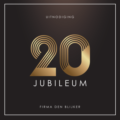 Strakke en stijlvolle zakelijke jubileum uitnodiging 20 jaar in goud