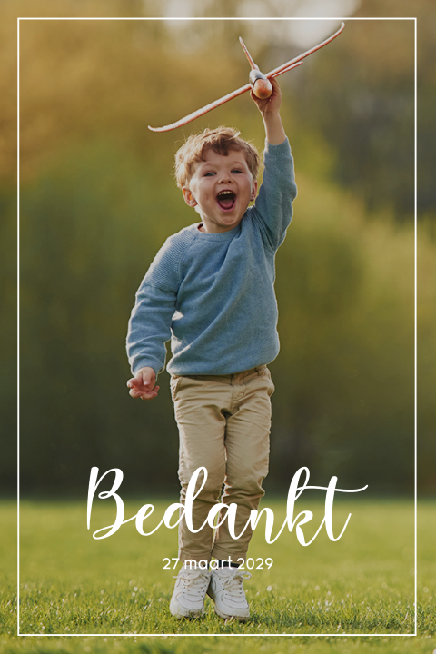 Communie bedankkaart met foto en kader