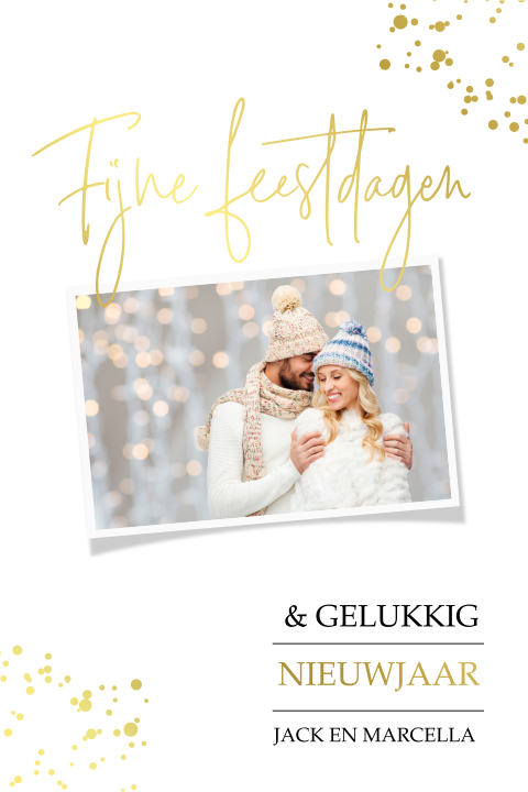 Hippe foto kerstkaart met goudfolie