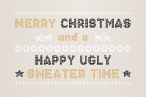 Happy ugly sweater time zakelijke kerstkaart geborduurd