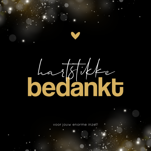 Zakelijke kerstkaart met hartstikke bedankt op de voorzijde