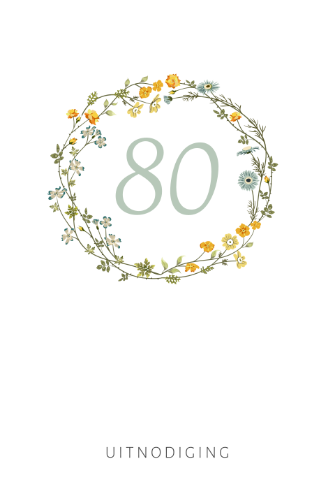 Uitnodiging verjaardag met bloemenkrans