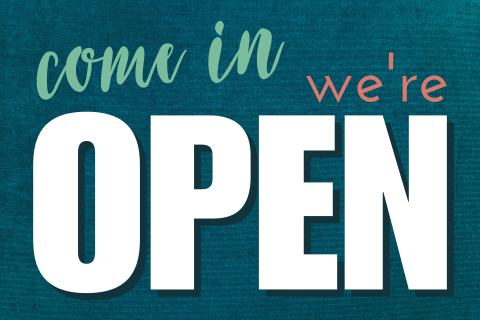 Typografische zakelijke come in we're open uitnodiging