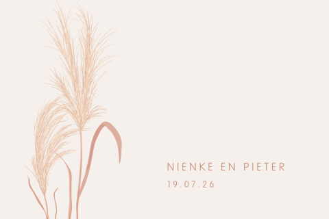 Rustige trouwkaart met siergras