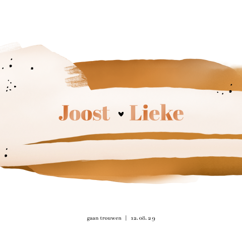 Hippe trouwkaart met luxe hoogglans en aquarel vegen