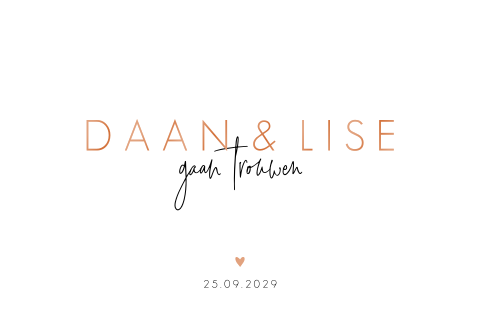 Basic trouwkaart met namen in hoogglans