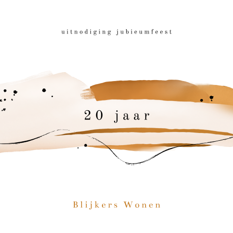 Zakelijke uitnodiging jubileum 20 jaar met aquarel vegen