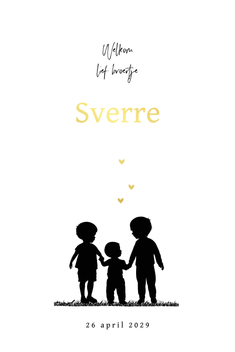 Drie broertjes silhouet kaartje met luxe goudfolie