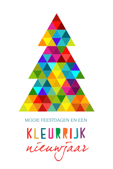 kerstkaart zakelijk kleurrijk kerstboom fleurig