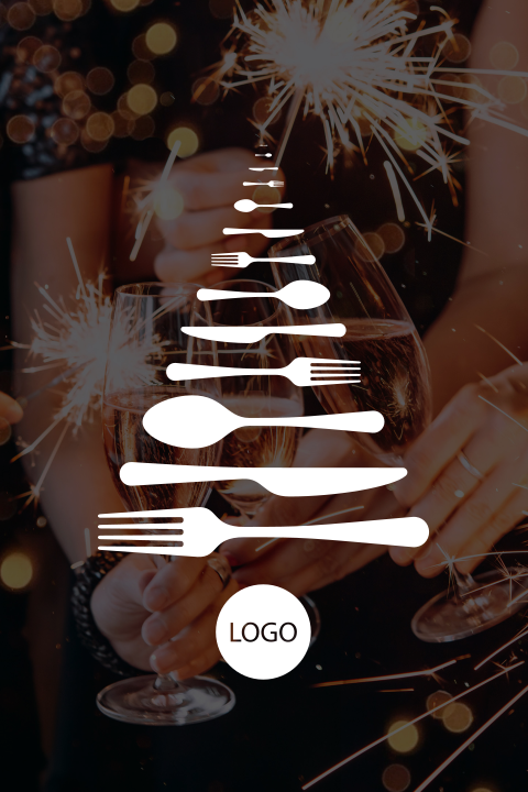 Zakelijke kerstkaart horeca met bestek en logo