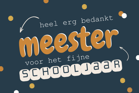 Meester bedankt voor het fijne schooljaar met confetti
