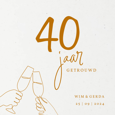 40 jaar getrouwd met proostende glazen op duurzaam papier