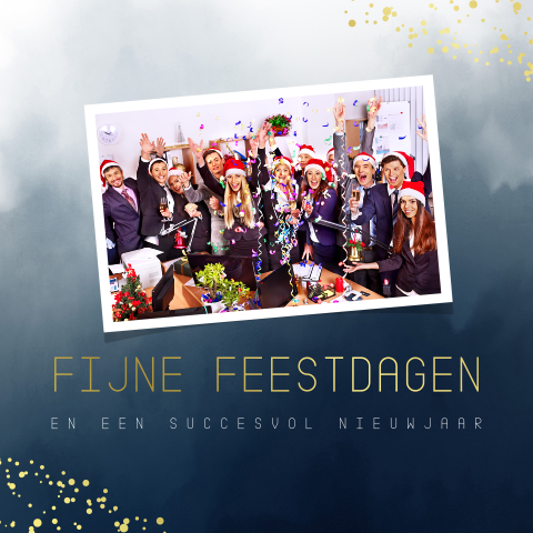 Zakelijke kerstkaart met foto en goudfolie