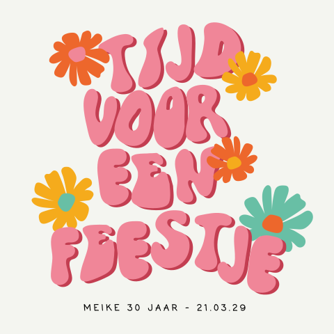 Retro verjaardag uitnodiging met bloemen