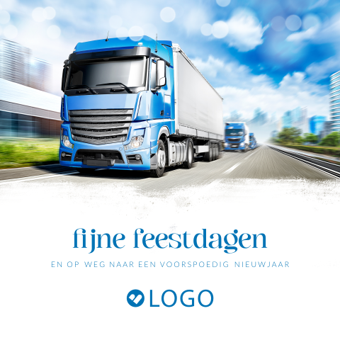 Op weg naar kerstkaart zakelijk met foto vrachtwagen
