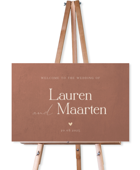 Basic welkomstbord voor een bruiloft met betonlook achtergrond