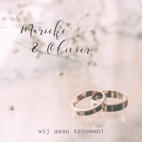 Klassieke trouwkaart met trouwringen