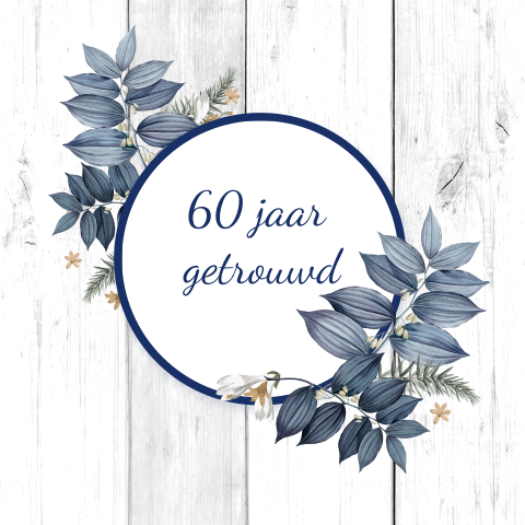 Stijlvolle jubileumkaart met donkerblauwe takjes